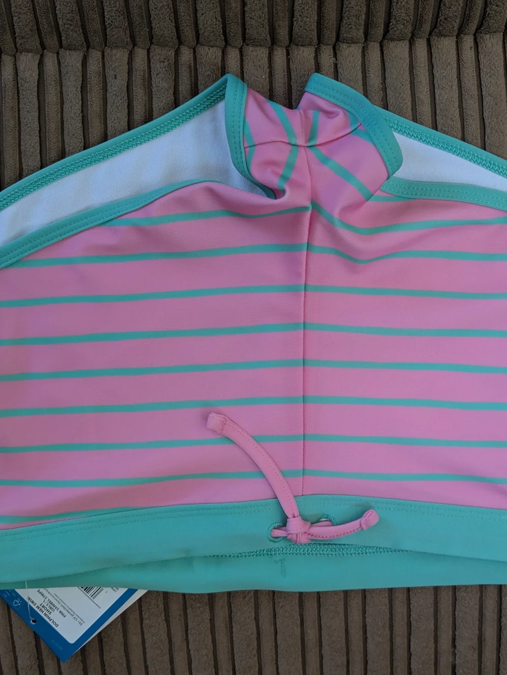 Kids Pink & Teal Tropical Two-Piece Swim Set Of Three- Girls
